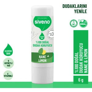 Doğal Dudak Koruyucu Nane & Limon Bitkisel Lipbalm Krem Nemlendirici Parlatıcı Onarıcı 6 G