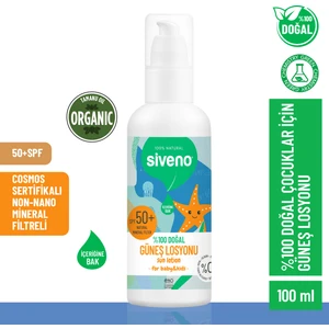 %100 Doğal Çocuk Güneş Losyonu Leke Karşıtı Antioksidan Nemlendirici Bitkisel Vegan UVA UVB SPF50