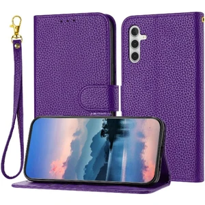 SZY Mall Samsung Galaxy S23 Fe Litchi Desen Cüzdan Kart Yuvaları Için Telefon Kılıfı Çevirin (Yurt Dışından)