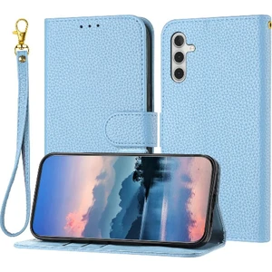SZY Mall Samsung Galaxy S23 Fe Litchi Desen Cüzdan Kart Yuvaları Için Telefon Kılıfı Çevirin (Yurt Dışından)