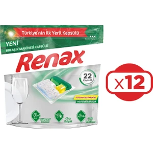 Renax Bulaşık Makinesi Kapsülü Hepsi Bir Arada 22 Li x 12 adet (264 Kapsül)