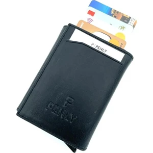 Siyah Mekanizmalı Hakiki Deri Cüzdan