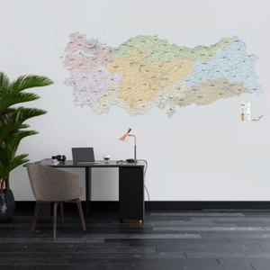 Pi Papers Türkiye Il ve Ilçe Haritası, Yapışkansız Kendiliğinden Tutunan Statik Sihirli Akıllı Kağıt, Harita