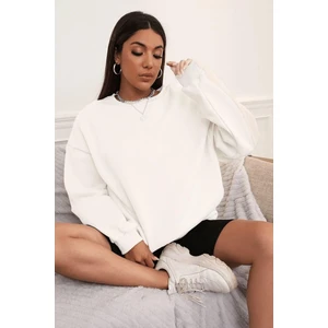 Kadın Basic 0 Sıfır Yaka Baskısız Düz Oversize Salaş Bol Kesim Polar Sweatshirt