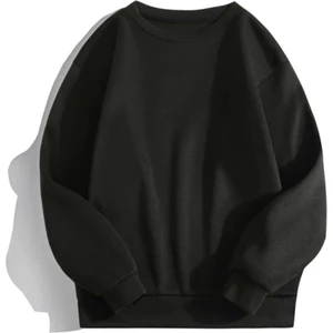 Kadın Basic 0 Sıfır Yaka Baskısız Düz Oversize Salaş Bol Kesim Polar Sweatshirt