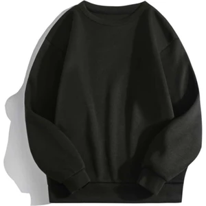 Kadın Basic 0 Sıfır Yaka Baskısız Düz Oversize Salaş Bol Kesim Polar Sweatshirt