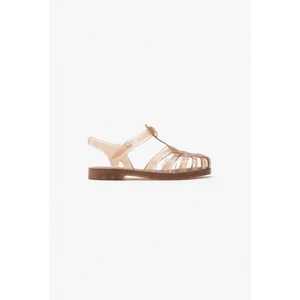 Nişantaşı Shoes Anderline Jr. Toprak Rengi Şeffaf Simli Mat Kemer Detay Çocuk Sandalet