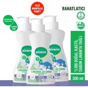 %100 Doğal Sıvı Kastil Sabun Lavanta Yağlı Yoğun Nemlendirici Arındırıcı Bitkisel Vegan 300 ml X3 Adet