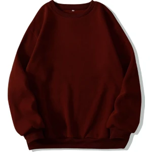 Kadın Basic 0 Sıfır Yaka Baskısız Düz Oversize Salaş Bol Kesim Polar Sweatshirt