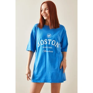 Mavi Bisiklet Yaka Yazılı Oversize T-Shirt 5YXK1-48209-12