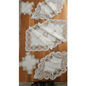 Zesa Home Keten Gardenya Üzerine Ağar Güpürlü Lüx Salon Takımı 5 Parça