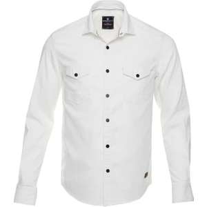Maruf Shop Erkek Büyük Beden 118-191 Kilo Arası Için Uygun Uzun Kollu Kot Gömlek Beyaz