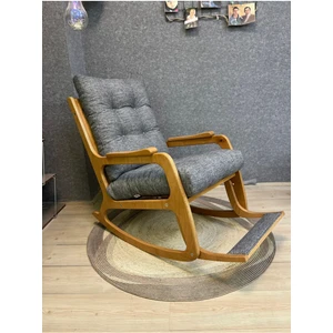 Kontes Naturel Gri Dolgu Minderli Sallanan Sandalye Dinlenme Koltuğu