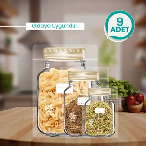 Altınyaldız Metal Kapaklı Kavanoz Görünümlü Saklama Poşeti 9 Adet 3 Büyük 3 Orta 3 Küçük