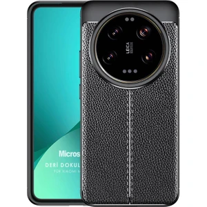 Xiaomi Mi 14 Ultra Kılıf Deri Dokulu Silikon Siyah