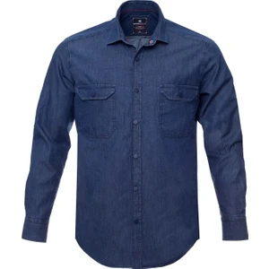 Maruf Shop Erkek Büyük Beden 118-191 Kilo Arası Için Uygun Uzun Kollu Kot Gömlek Koyu Mavi