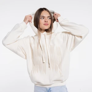 Friday Offset Neil Kadın Ekru Ekstra Oversize Kapüşonlu Sweatshirt Hoodie - 3 Iplik