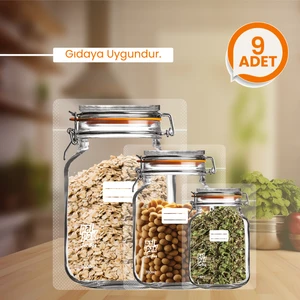Klips Kapaklı Kavanoz Görünümlü Saklama Poşeti -9 Adet (3 Büyük 1000ML;3 Orta 700ML;3 Küçük 200 Ml)