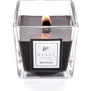 Large Siyah Ahşap Fitilli Black Vanilya Vegan Mum (8 x 8 Cm)