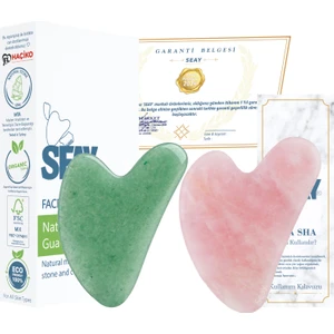 Pembe Kuvars Gua Sha ve Aventurin Kalp Gua Sha Yüz Masaj Aleti Seti