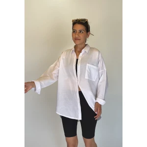 Kadın Uzun Kol Tek Cep Oversize Gömlek