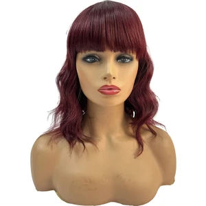 Sentetik Peruk Uzun Dalgalı Saç Şarap Kırmızısı Patlama İle Doğal Kıvırcık Peruk Kadın Cosplay Peruk Isıya Dayanıklı Fiber Peruk (Yurt Dışından)