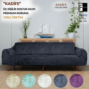 Kadife 3 Kişilik Koltuk Örtüsü Lastikli Kanepe Örtüsü Antrasit | Lastikli Koltuk Örtüsü | Koltuk Kılıfı