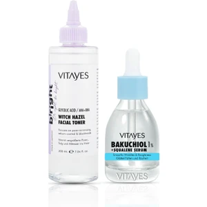 Retinol Alternatifi Doğal Bakuchiol - Squalene Cilt Serumu ile Cadı Fındığı Yüz Toniği Cilt Bakım Seti
