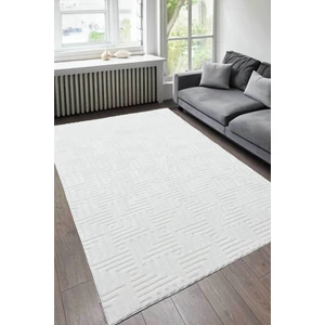 Decomia Home Karina Iskandinav Premium Peluş Halı Bukleli Beyaz Kendinden Desenli Salon Halısı Mutfak Halısı Yolluk