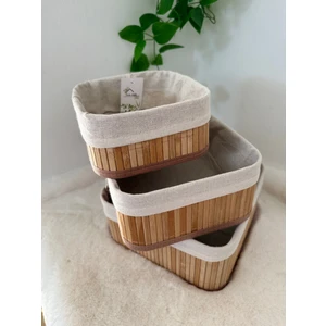 Home Naturel 3'lü Set Bambu Kare Düzenleyici Organizer Sepet