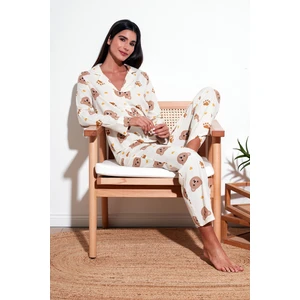 Reguar Fit Yumuşak Dokulu Pijama Takımı Bayan Pijama Takımı 611PT288Y