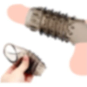 Yeniden Kullanılabilir Silikon  Erkek  Zaman Gecikmesi Spike Klitoris Masajı  Prezervatif Yetişkin  Oyuncakları