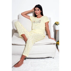 Regular Fit Bisiklet Yaka Kısa Kollu Pijama Takım Bayan Pijama Takımı 6097310