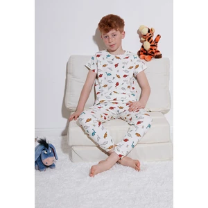 Desenli % 100 Pamuk Bisiklet Yaka Pijama Takımı Erkek Çocuk Pijama Takımı 6651001
