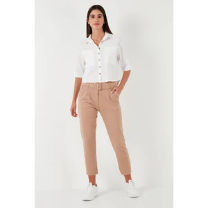Pamuklu Normal Bel Regular Fit Kemerli Pantolon Kadın Pantolon 668YP4152