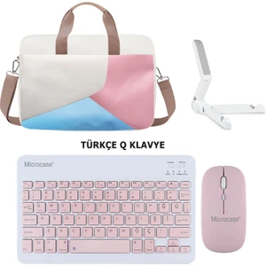 Samsung Galaxy Tab S9 Fe X510 10.9'' Tablet Çanta + Bluetooth Klavye + Mouse + Tablet Standı Pembe- AL4233