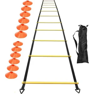 Futbol, Spor Eğitimi Için 12 Futbol Eğitim Diski ile Çeviklik Merdiveni Seti 20FT Ayarlanabilir Hız Eğitim Merdiveni (Yurt Dışından)