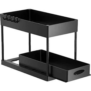 Alt Sürgülü Dolap Sepeti Düzenleyici, 2. Kat Soyunma Alt Banyo Lavabo Saklama Kutusu (Yurt Dışından)