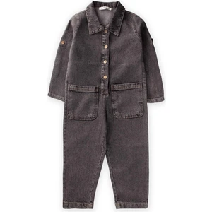 Çift Cepli Kot Tulum 2-7 Yaş Siyah