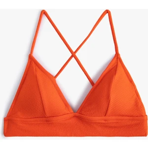 Üçgen Bikini Üstü Dokulu Çapraz Askılı Kaplı