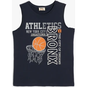 Atlet Basketbol Baskılı Bisiklet Yaka Pamuklu