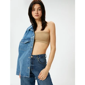 Straplez Süper Crop Atlet Ribanalı