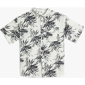 Gömlek Yaprak Baskılı Kısa Kollu Cepli