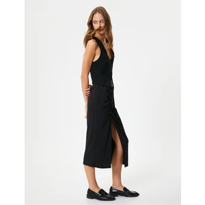 Yırtmaçlı Uzun Etek Drape Detaylı