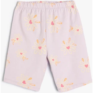 Basic Kısa Tayt Çiçek Desenli Beli Lastikli