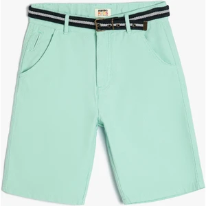 Basic Chino Şort Kemer Detaylı Cepli Pamuklu