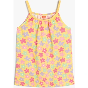 Elbise Çiçekli Halter Yaka Pamuklu