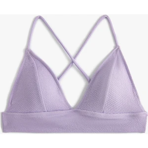 Üçgen Bikini Üstü Dokulu Çapraz Askılı Kaplı