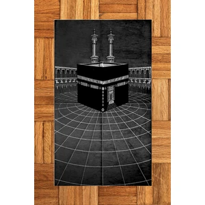 Evdeya Dijital Baskılı Yıkanabilir Kabe Motifli Şık Tasarım Namaz Halısı Seccade 70X130, Seccade-48-Siyah,
