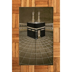 Evdeya Dijital Baskılı Yıkanabilir Kabe Motifli Şık Tasarım Namaz Halısı Seccade 70X130, Seccade-48-Kahve,